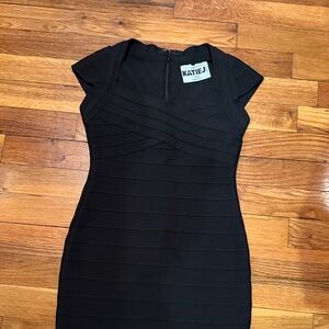 Katie J NYC Black bandage cap sleeve  Dress